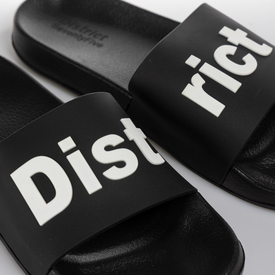 Unisex Παντόφλες Μαύρες - District75 Logo Slide
