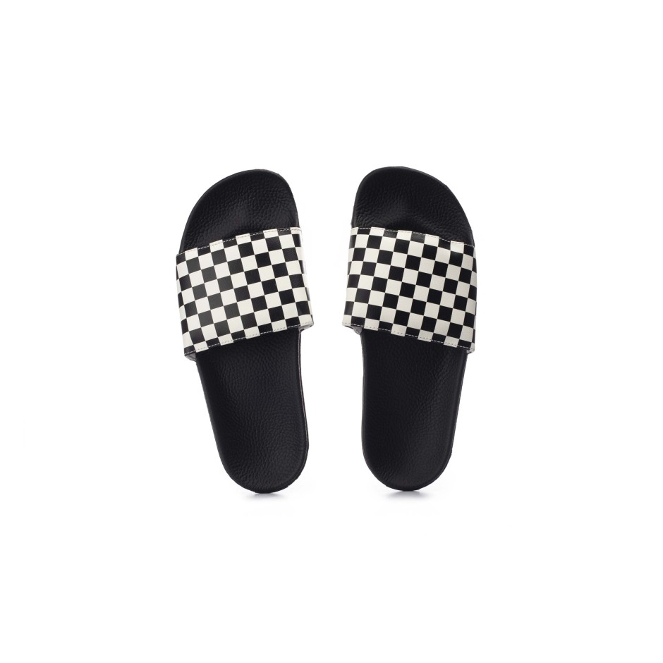 VANS CHECKERBOARD SLIDE-ON SANDALS V4KIIP9-IP9 White-Black
