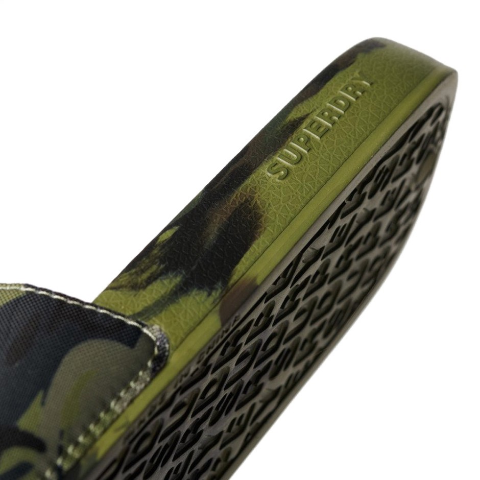Ανδρικές Παντόφλες Λαδί - Superdry Camo Vegan Pool