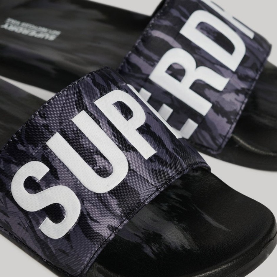 Ανδρικές Παντόφλες Ανθρακί - Superdry Camo Vegan Pool