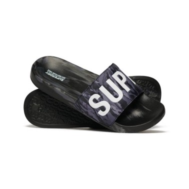 SUPERDRY D2 SDRY CAMO VEGAN POOL SLIDE MF310261A-9TO Coal