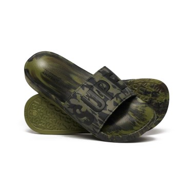 SUPERDRY D2 SDRY CAMO VEGAN POOL SLIDE MF310261A-3DL OLIVE