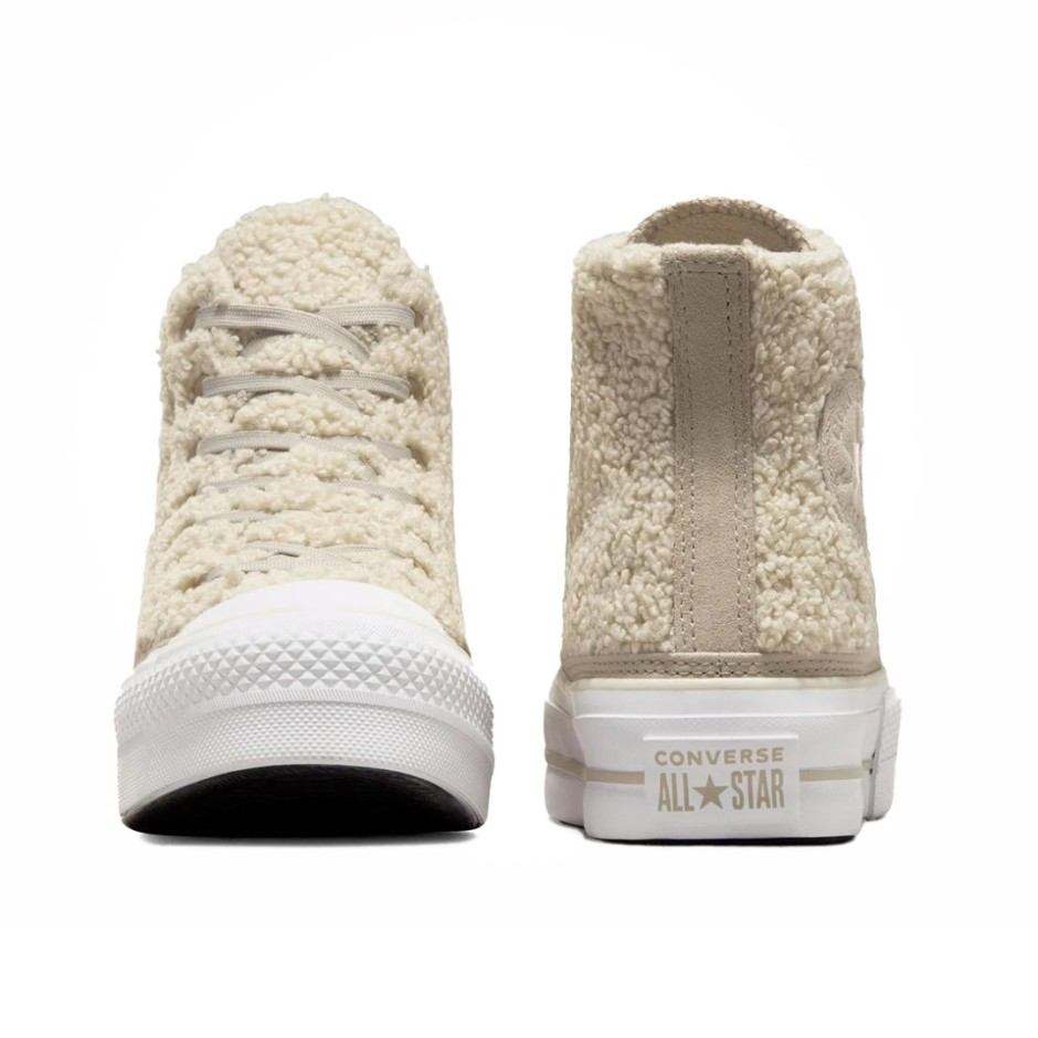 Converse Chuck Taylor All Star Lift Platform Sherpa Μπέζ - Γυναικεία Παπούτσια