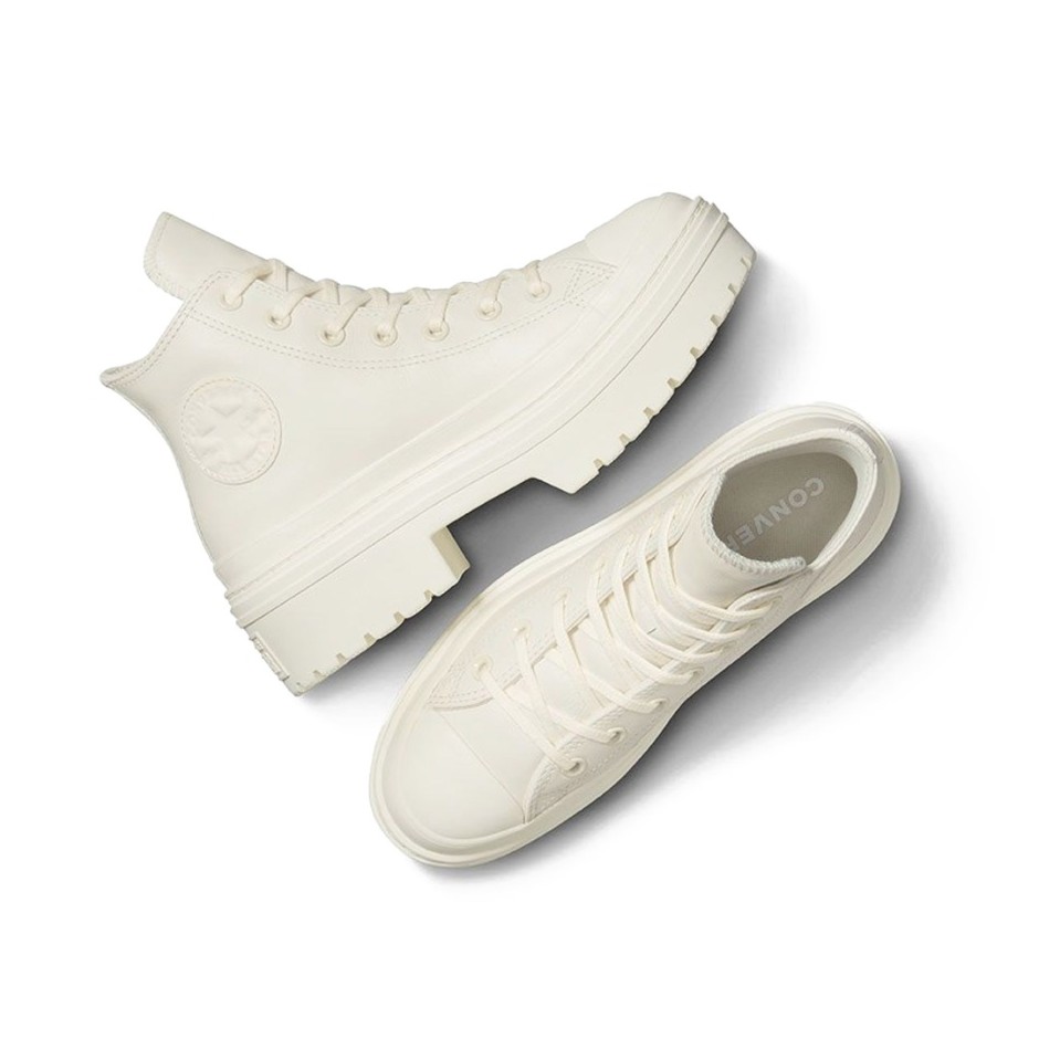Γυναικεία Sneakers Λευκά - Converse Chuck Taylor All Star Lugged Heel Leather Platform