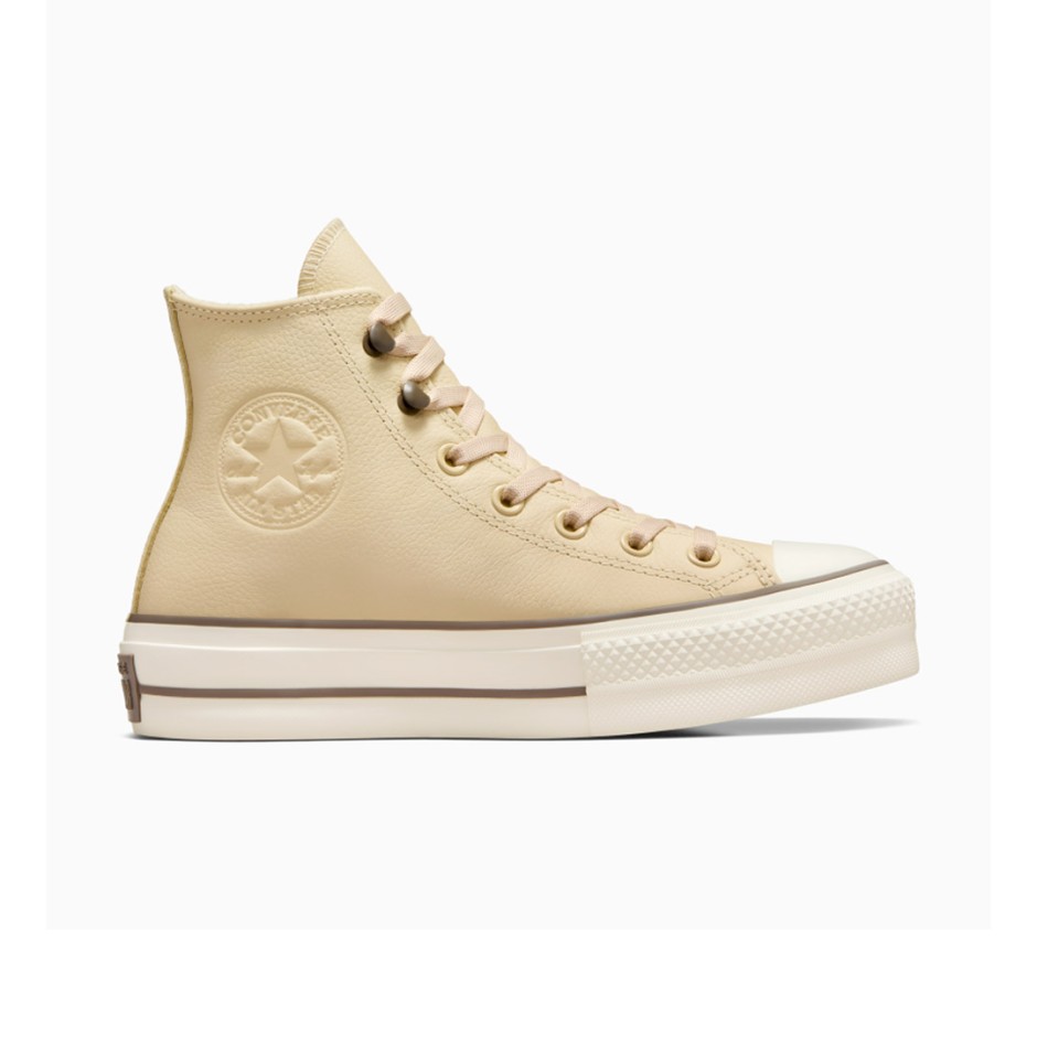 CONVERSE CHUCK TAYOR ALL STAR LIFT PLATFORM LEATHER A11158C Ecru