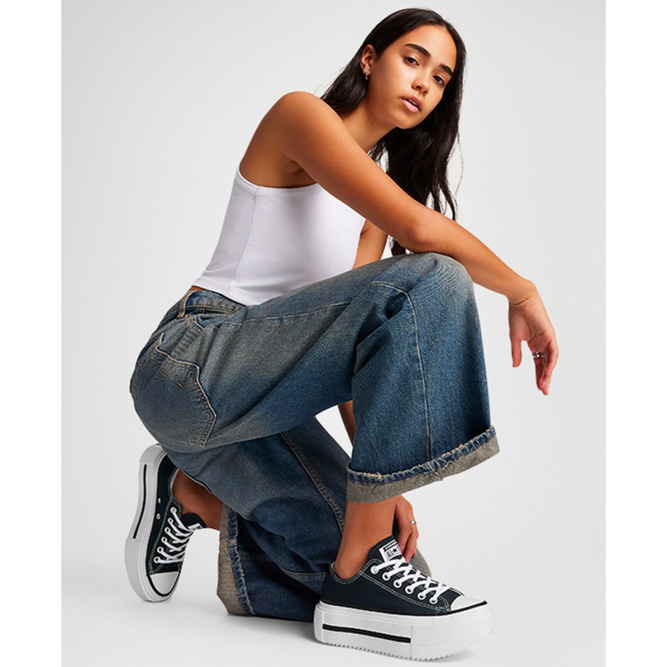 Γυναικεία Sneakers Μαύρα - Converse Chuck Taylor All Star Lift Double Stack Platform