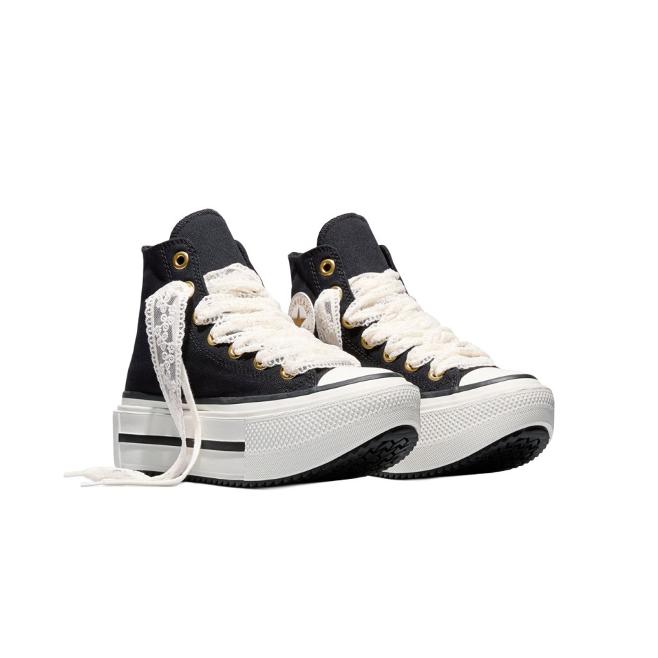 Γυναικεία Sneakers Μαύρα - Converse Chuck Taylor All Star Lift Double Stack Lace
