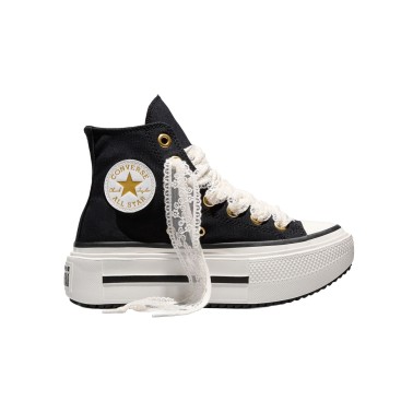 Γυναικεία Sneakers Μαύρα - Converse Chuck Taylor All Star Lift Double Stack Lace