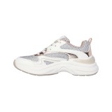 SKECHERS TWO TONE MESH METALLIC OVERLAY LACE UP FASHION SNEAKER 177566-WTGD White Image 0