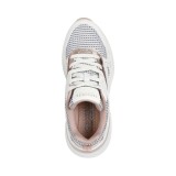 SKECHERS TWO TONE MESH METALLIC OVERLAY LACE UP FASHION SNEAKER 177566-WTGD White Image 2