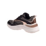 SKECHERS TWO TONE MESH METALLIC OVERLAY LACE UP FASHION SNEAKER 177566-BKGD Black Image 0