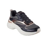 SKECHERS TWO TONE MESH METALLIC OVERLAY LACE UP FASHION SNEAKER 177566-BKGD Black Image 1