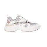 SKECHERS TWO TONE MESH METALLIC OVERLAY LACE UP FASHION SNEAKER 177566-WTGD White Image 