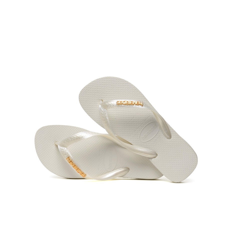 HAVAIANAS TOP LOGO METALLIC 4127244-0001 Λευκό