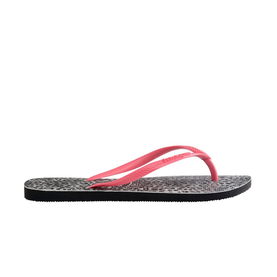 Γυναικείες Σαγιονάρες Λευκές-Μαύρες - Havaianas Slim Leopard