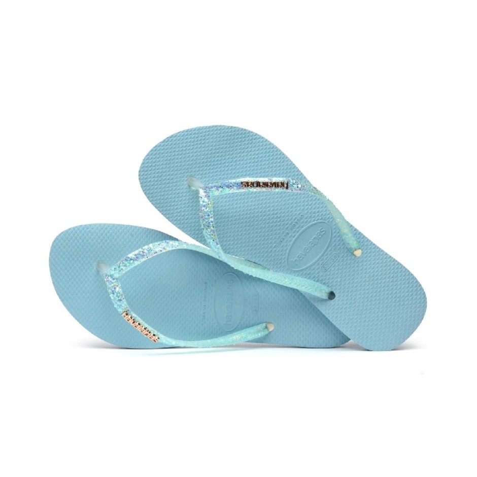 HAVAIANAS SLIM GLITTER FLOURISH Σιελ
