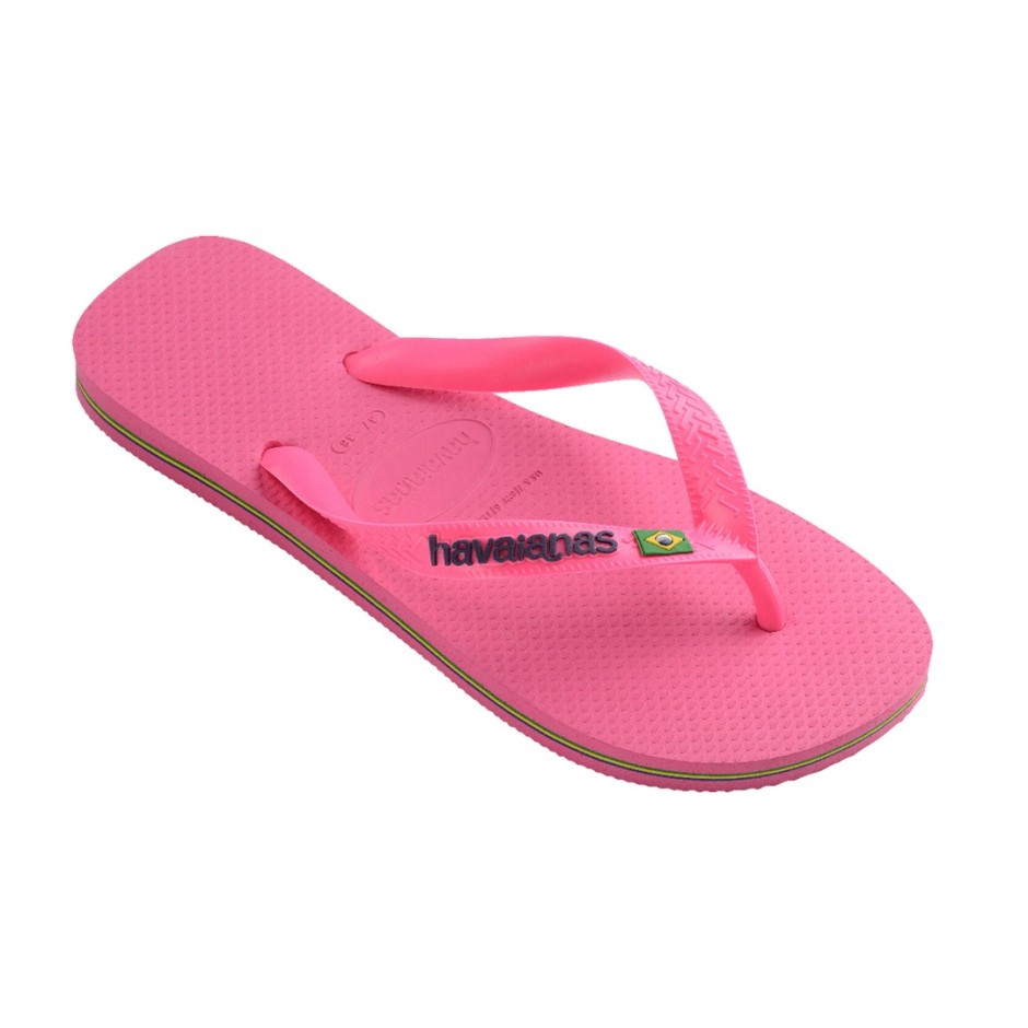 Γυναικείες Σαγιονάρες Φούξια - Havaianas Brazil Logo Neon