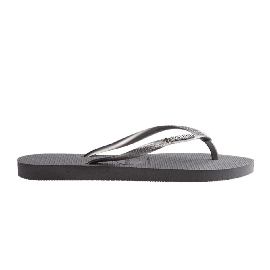 Γυναικείες Σαγιονάρες Γκρι - Havaianas Slim Logo Metallic