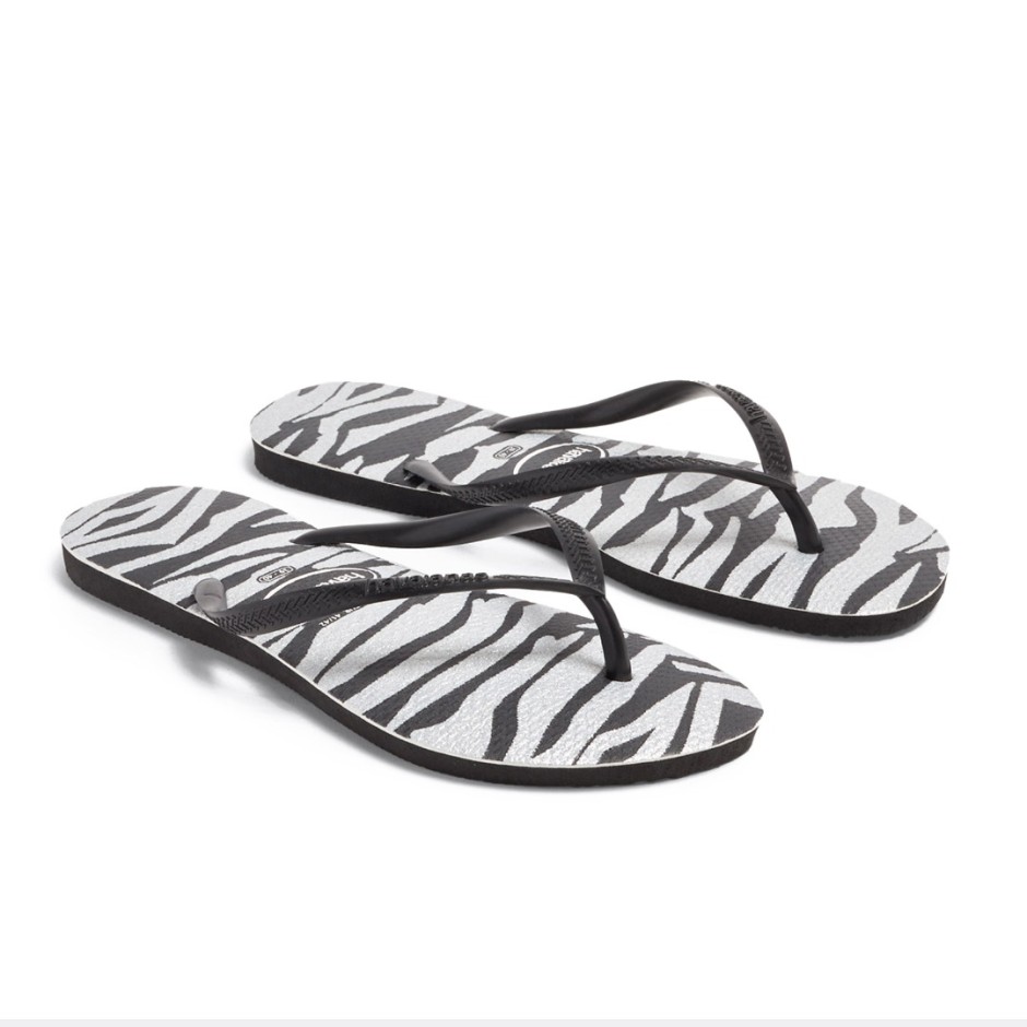 Women's Flip-Flops White-Black - Havaianas Slim Animals Glitter