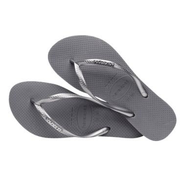 Γυναικείες Σαγιονάρες Γκρι - Havaianas Slim Logo Metallic