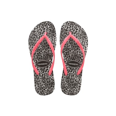 Γυναικείες Σαγιονάρες Λευκές-Μαύρες - Havaianas Slim Leopard