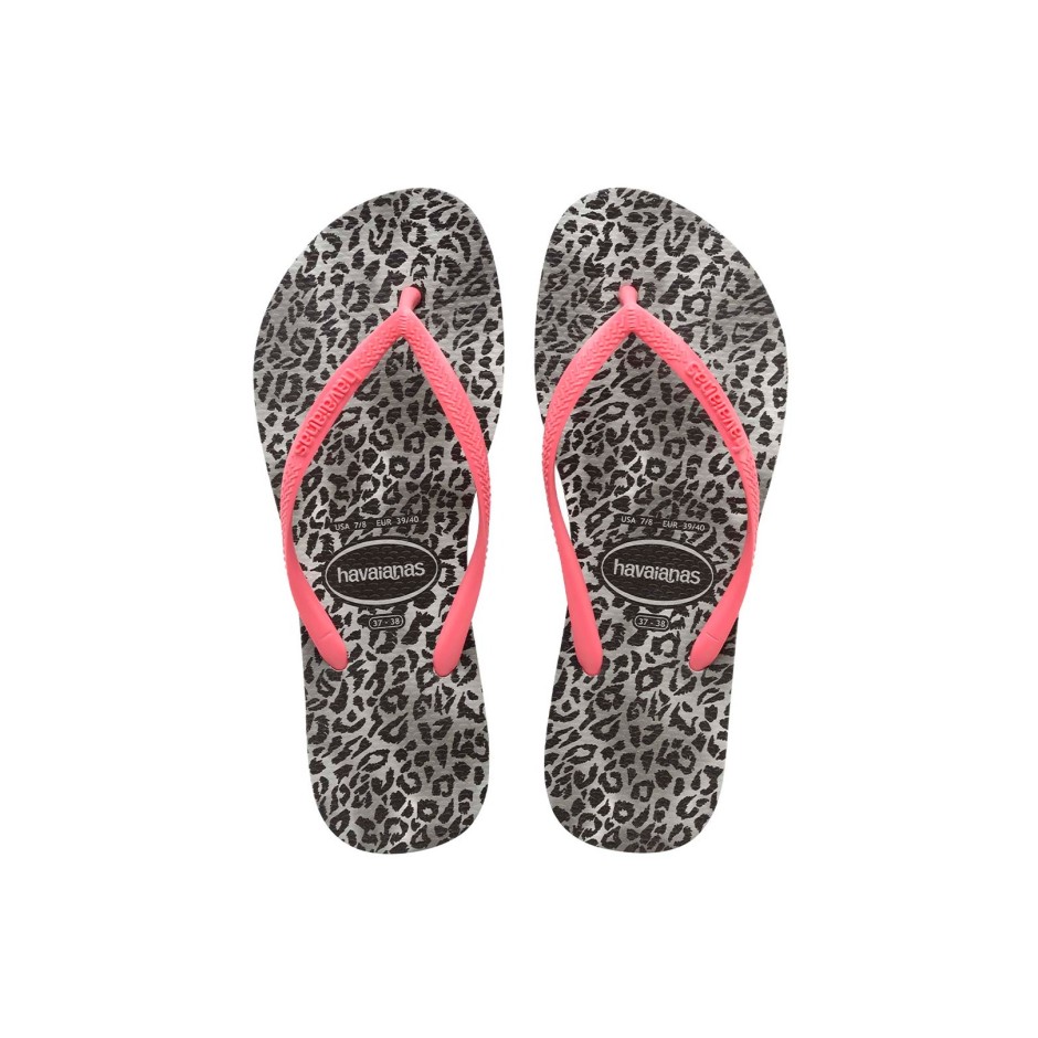 Γυναικείες Σαγιονάρες Λευκές-Μαύρες - Havaianas Slim Leopard
