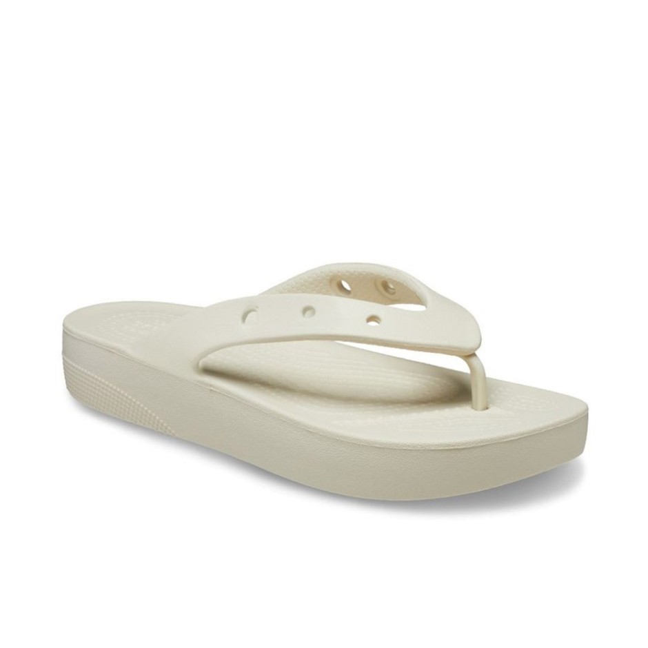 Crocs Classic Platform Μπεζ - Γυναικείες Σαγιονάρες 