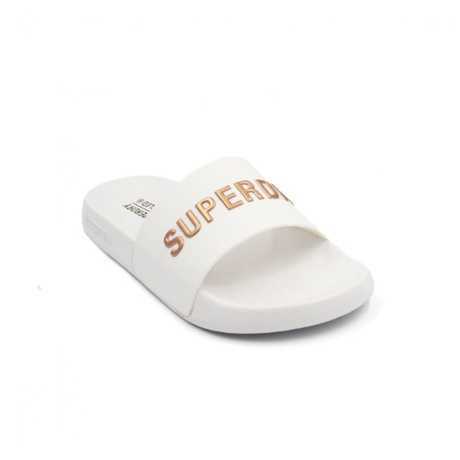 SUPERDRY CODE LOGO POOL SLIDERS Λευκό
