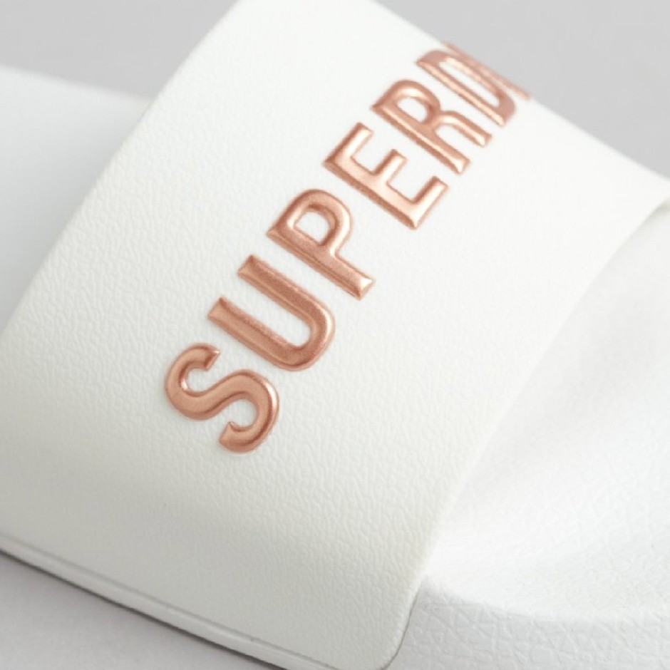 SUPERDRY CODE LOGO POOL SLIDERS Λευκό