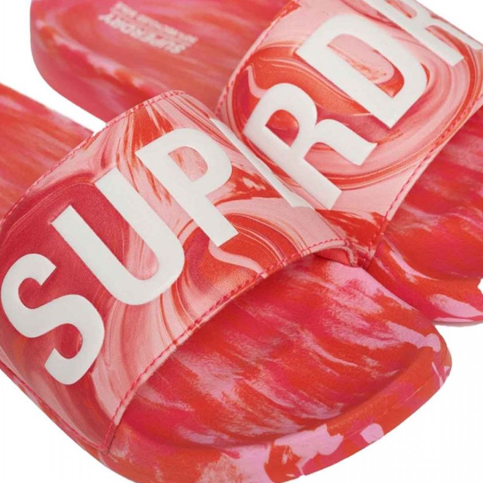 Γυναικείες Παντόφλες Κόκκινες - Superdry Marble Vegan Pool