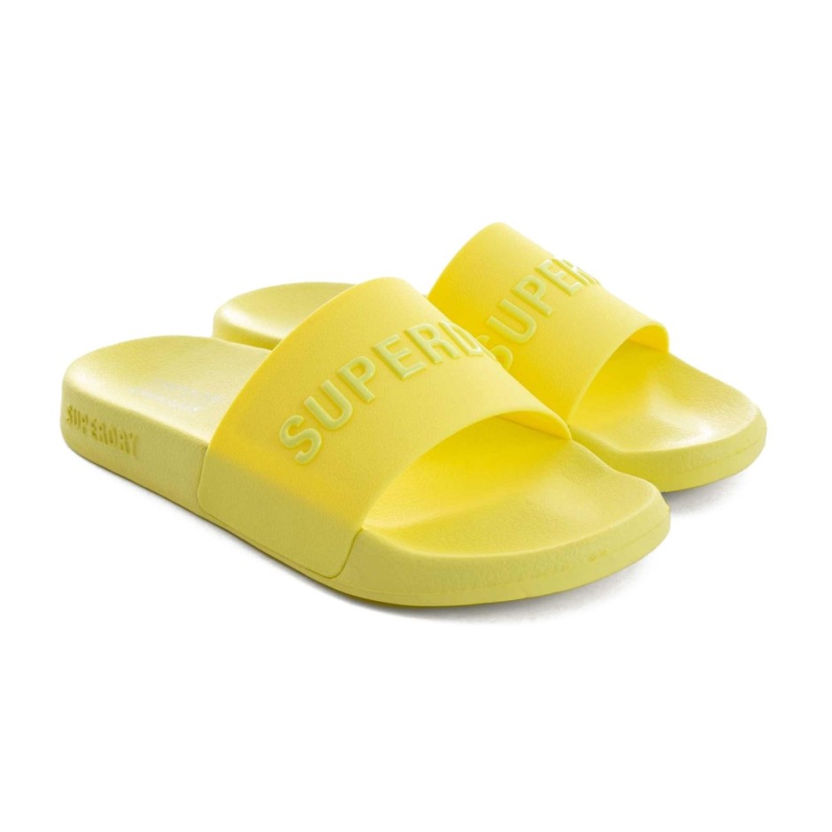 Γυναικείες Παντόφλες Κίτρινες - Superdry Logo Vegan Pool