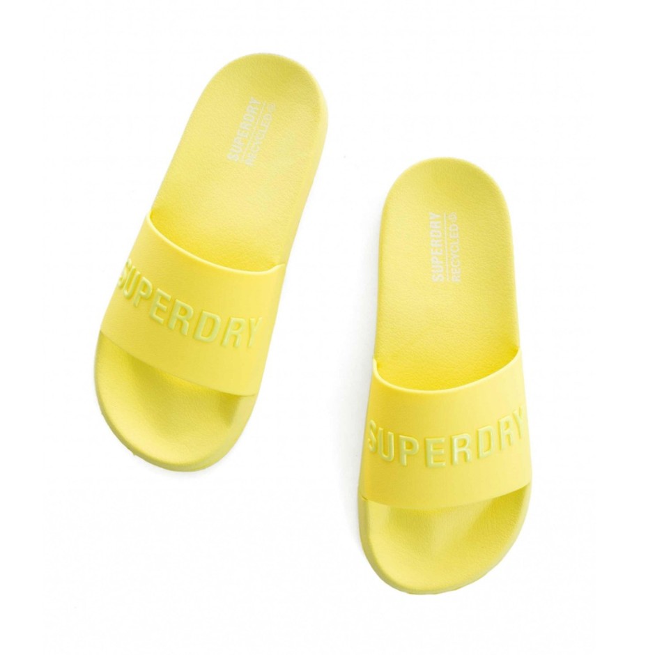 Γυναικείες Παντόφλες Κίτρινες - Superdry Logo Vegan Pool