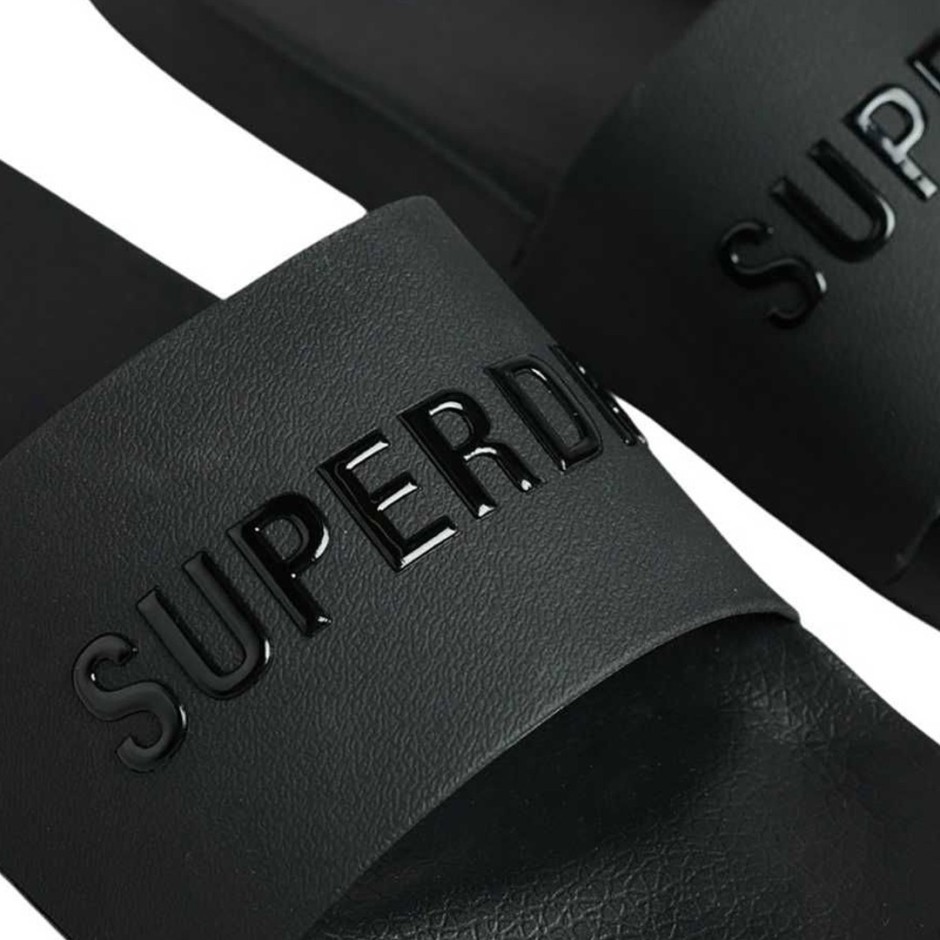 Γυναικείες Παντόφλες Μαύρες - Superdry Logo Vegan Pool 