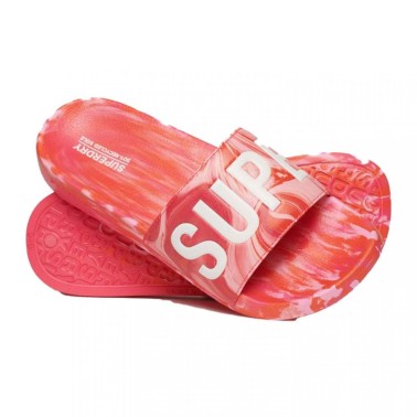 Γυναικείες Παντόφλες Κόκκινες - Superdry Marble Vegan Pool