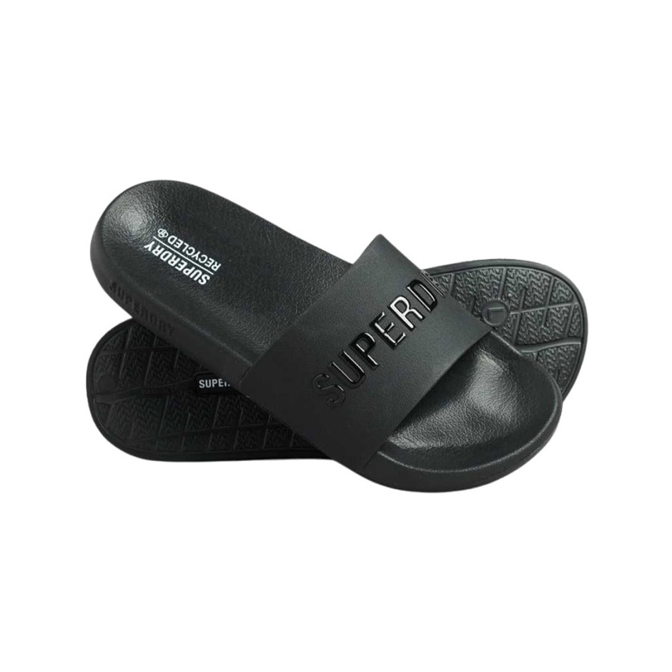 Γυναικείες Παντόφλες Μαύρες - Superdry Logo Vegan Pool 