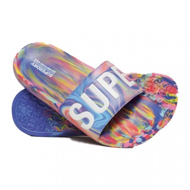SUPERDRY D2 SDRY MARBLE VEGAN POOL SLIDE WF310218A-2JQ Colorful
