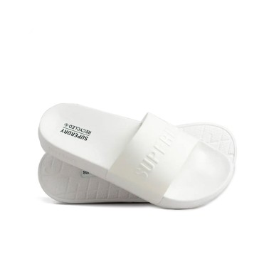 SUPERDRY CODE LOGO POOL SLIDERS Λευκό