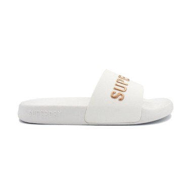 SUPERDRY CODE LOGO POOL SLIDERS Λευκό