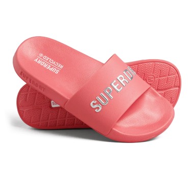 SUPERDRY CODE LOGO POOL SLIDERS ΡΟΖ