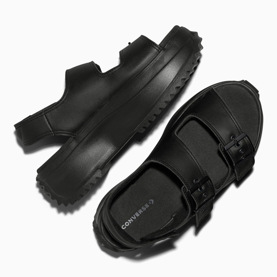 Γυναικεία Σανδάλια Μαύρα - Converse Run Star Sandal Platform Leather