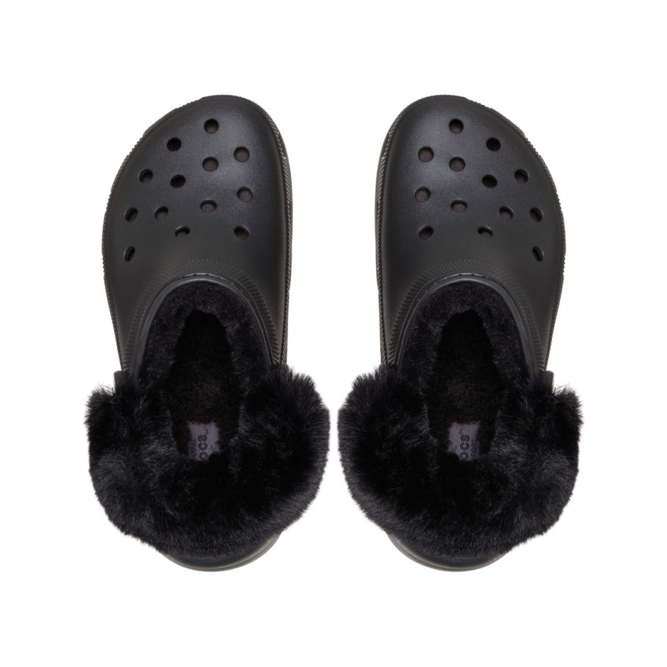 CROCS CLASSIC PLATFORM FUZZ LINED CLOG 212854-001 Black