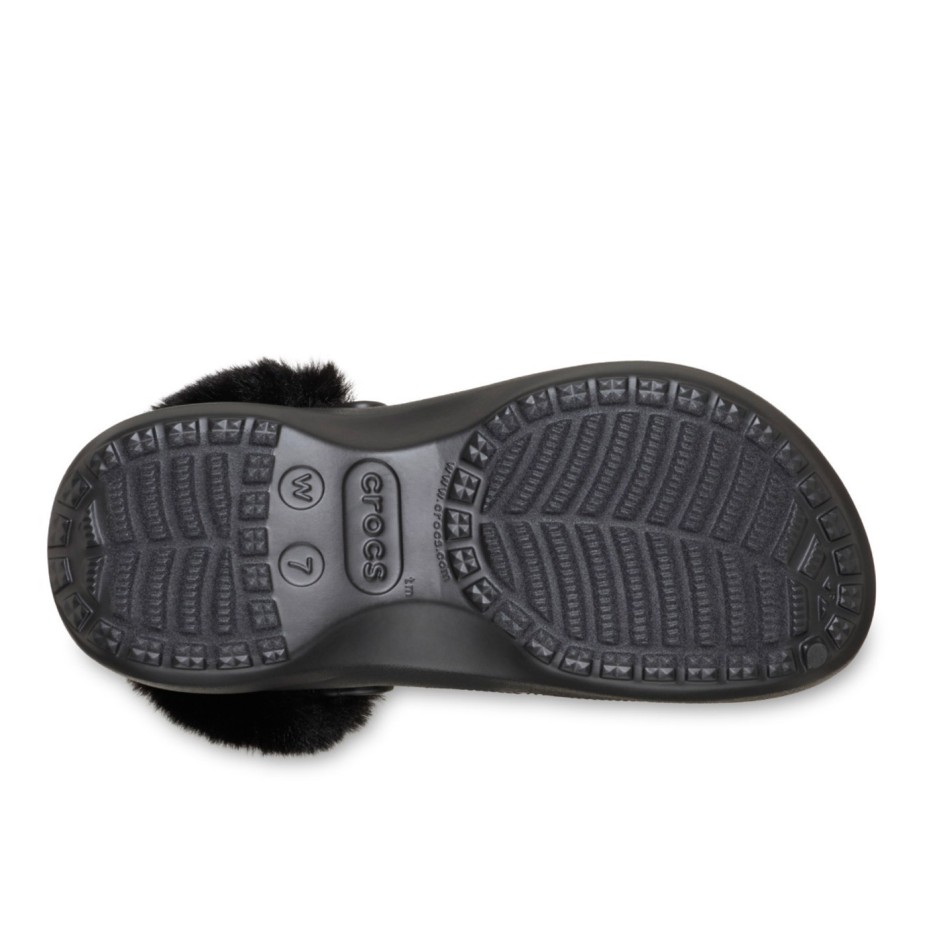 CROCS CLASSIC PLATFORM FUZZ LINED CLOG 212854-001 Black