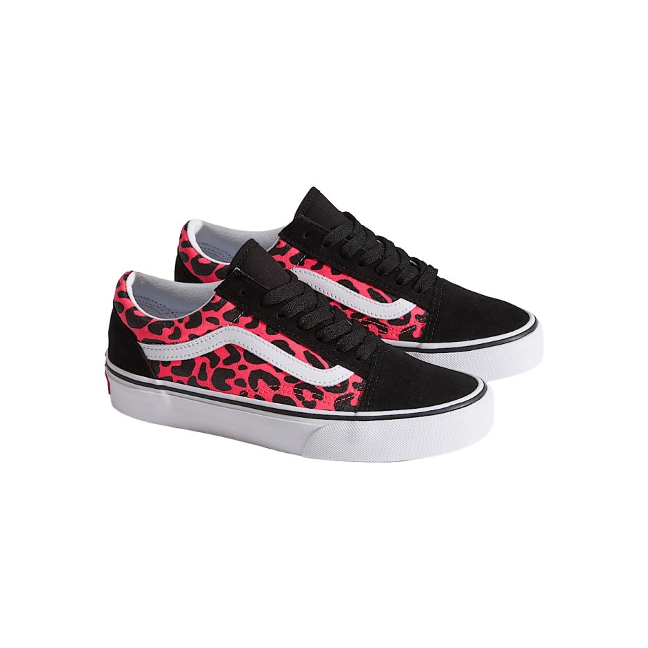 Kids' Sneakers Fuchsia - Vans Old Skool Glitter Leopard