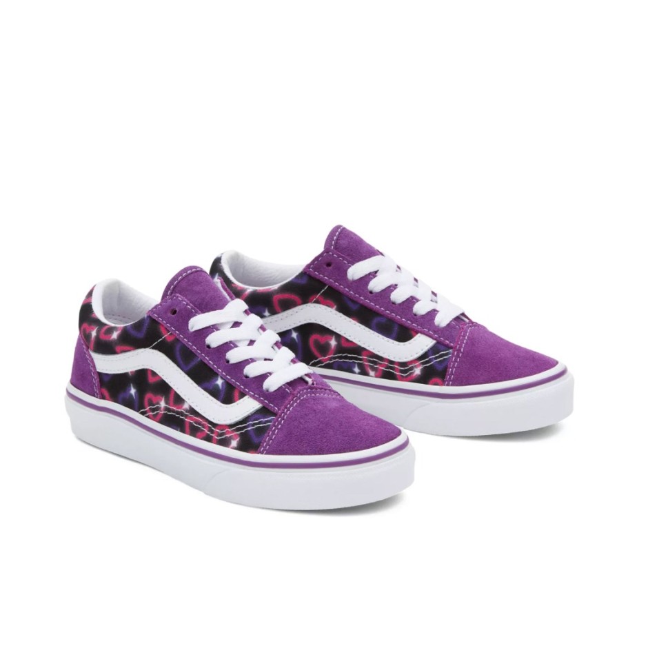 Vans Old Skool Neon Hearts Μωβ - Παιδικά Sneakers