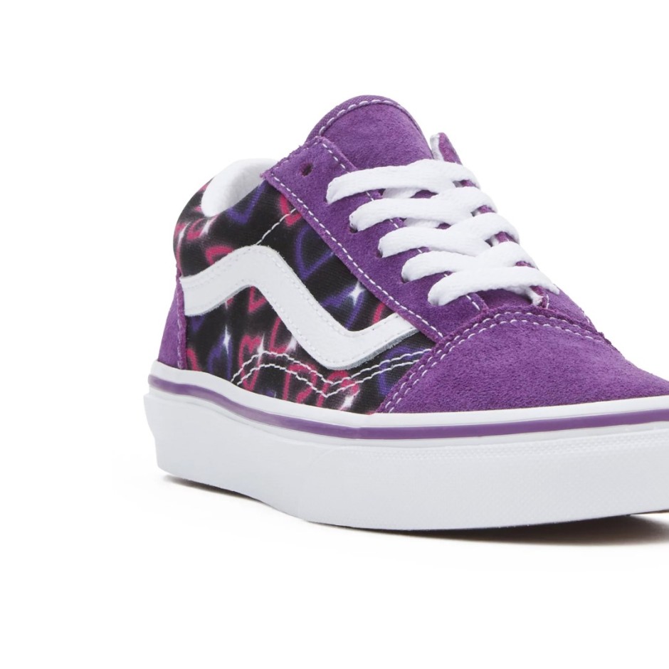 Vans Old Skool Neon Hearts Μωβ - Παιδικά Sneakers