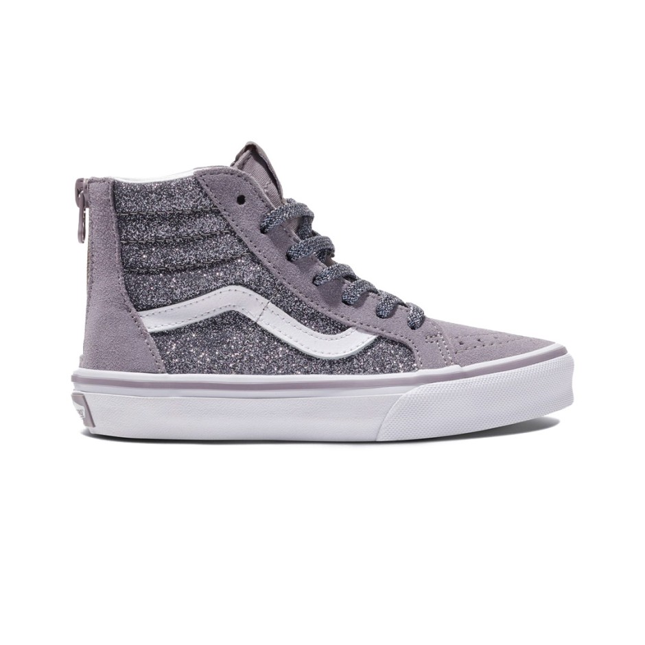 Παιδικά Sneakers Ανθρακί - Vans Sk8-Hi Zip Glitter