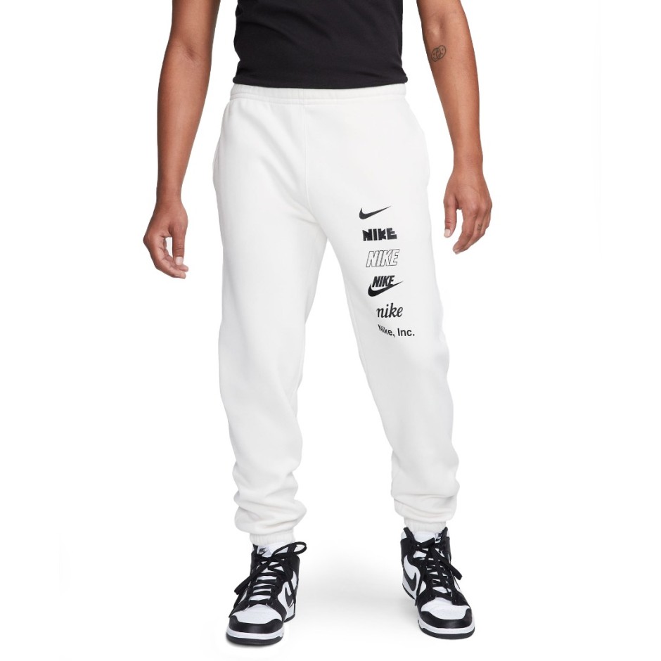 NIKE M NK CLUB+ BB CF PANT MLOGO Εκρού