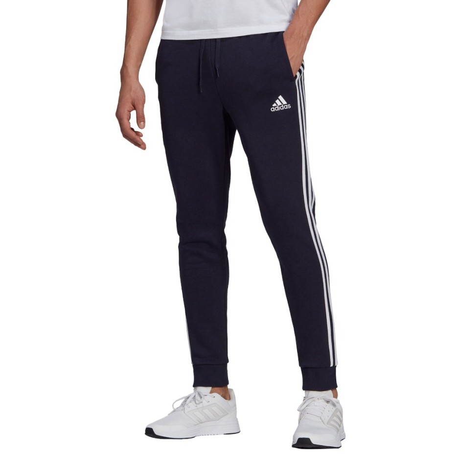 adidas Performance ESSENTIALS FLEECE TAPERED CUFF 3-STRIPES JOGGERS GK8823 Blue