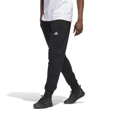 adidas Sportswear Essentials French Terry Tapered Cuff 3-Stripes Μαύρο - Ανδρικό Παντελόνι Φόρμα