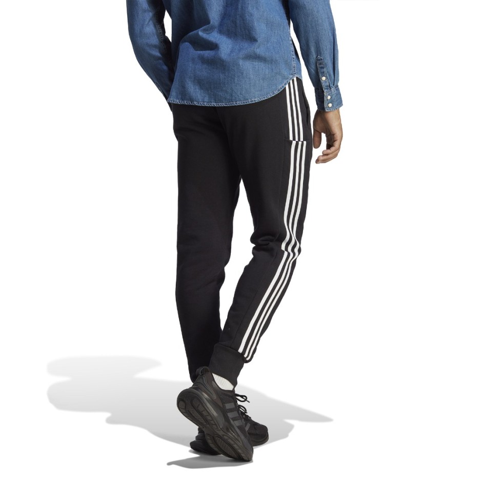 Ανδρικό Παντελόνι Φόρμα Μαύρο - adidas Sportswear Essentials French Terry Tapered Cuff 3-Stripes